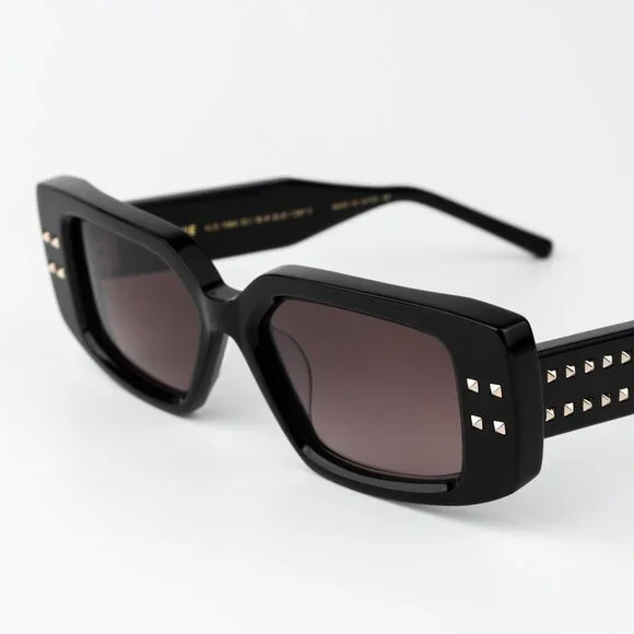 Valentino Men Sunglasses Black Gold Rose Square V - CINQUE VLS-108A-53